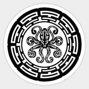 Octopus Tribal Black and White Sticker